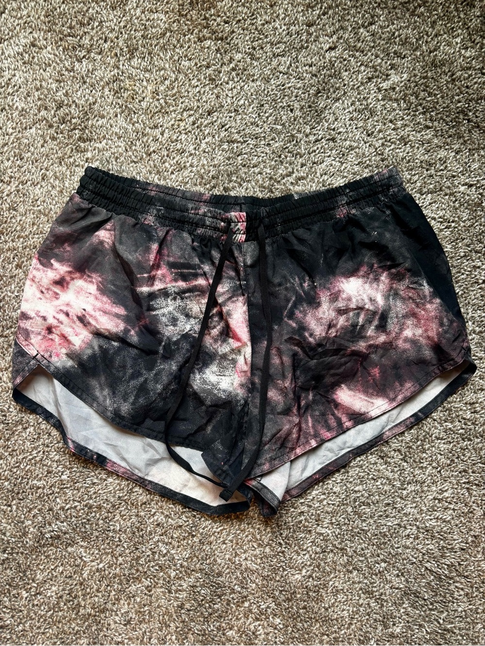 Old Navy Black and Pink Tie-Dye Running Shorts